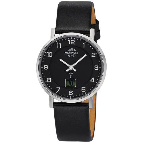 Master Time MTLS-10739-22L Damen-Funkuhr mit Lederband Schwarz