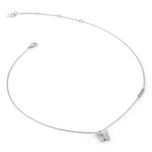 Guess JUBN04107JWRH Damen-Kette Pavé Schmetterling Silberfarben