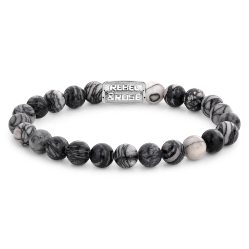 Rebel & Rose RR-80032-S Herren Bead-Armband Black Wolf 8 mm