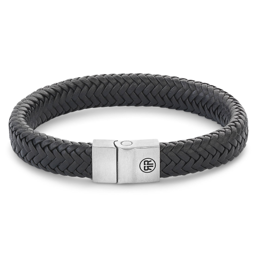 Rebel & Rose RR-M0019-S Herren-Lederarmband Schwarz Full Metal Herringbone Black