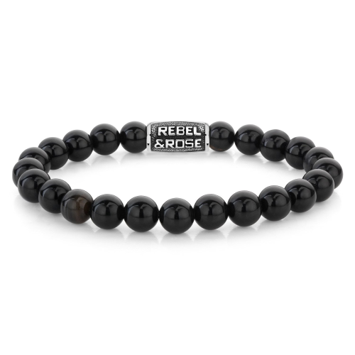 Rebel & Rose RR-80102-V Herren-Armband Black Velvet Vintage 8 mm