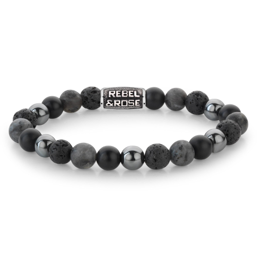 Rebel & Rose RR-80105-V Herren-Armband Grey Rocks Vintage 8 mm