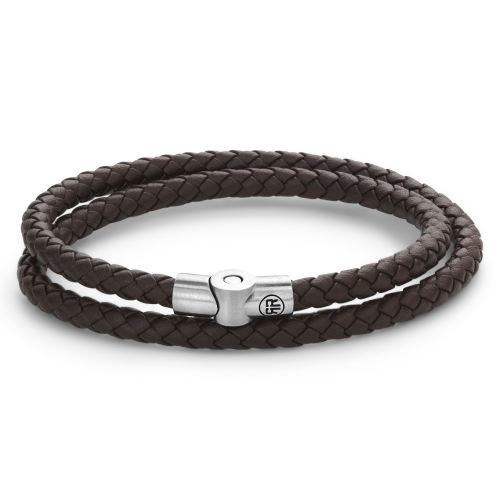 Rebel & Rose RR-M0039-S Herren-Lederarmband Full Metal Double Round Brown