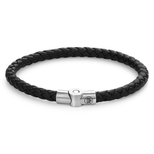 Rebel & Rose RR-M0040-S Herren-Lederarmband Full Metal Single Round Black