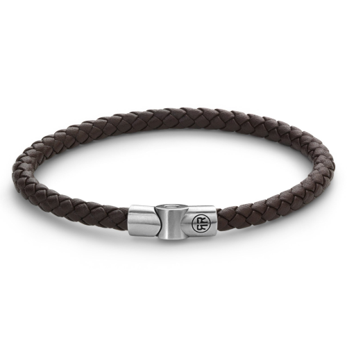 Rebel & Rose RR-M0041-S Herren-Lederarmband Full Metal Single Round Brown