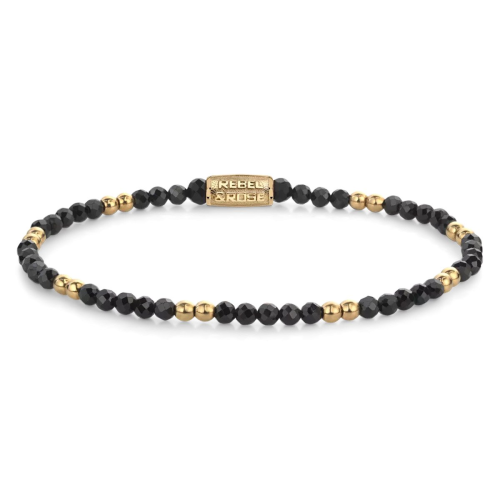 Rebel & Rose RR-30004-G-S Damen-Armband Glam Rocks Schwarz & Gold