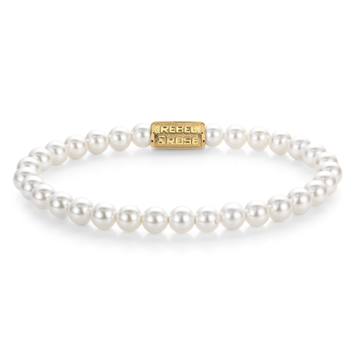 Rebel & Rose RR-60135-G-S Damen-Armband Pearl Gem Gold 6 mm