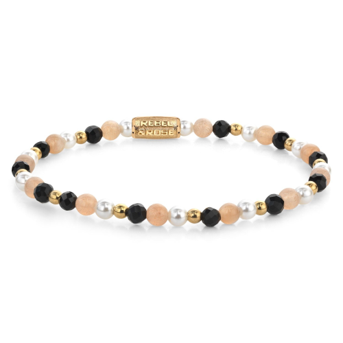 Rebel & Rose RR-40154-G-S Damen-Armband Black Glam Rocks Party 4 mm