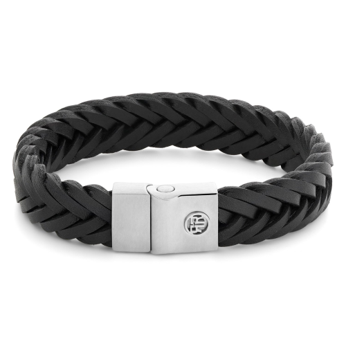Rebel & Rose RR-M0052-S Herren-Lederarmband Full Metal Premium Schwarz