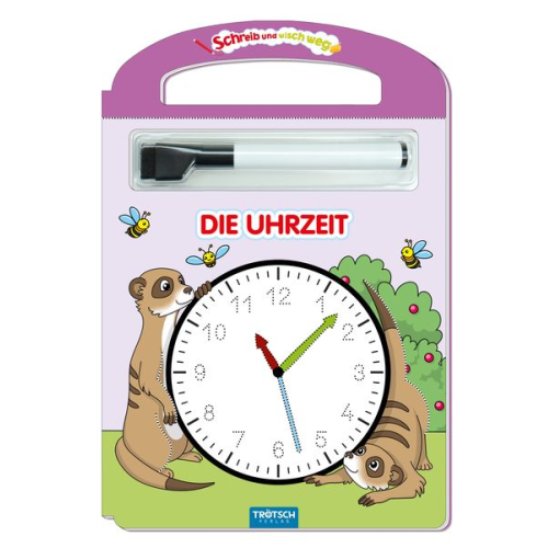 Schreib und wisch weg - Die Uhrzeit, m. Stift