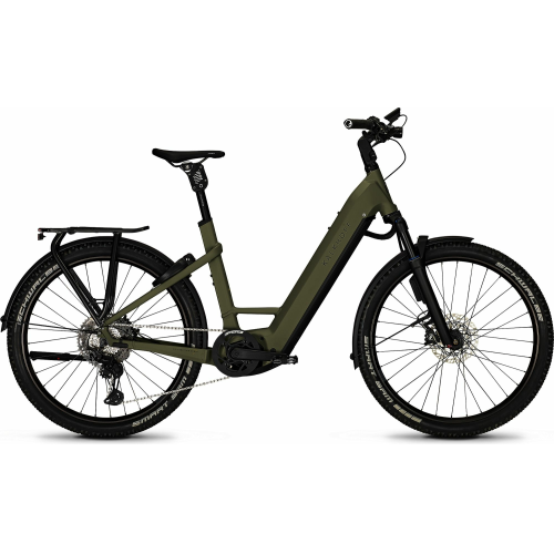 Kalkhoff ENTICE 7.B ADVANCE+ ABS (750 Wh), 11 Gang Kettenschaltung, Damenfahrrad, Wave, Modell 2023, 27,5 Zoll 48 cm urbangreen matt