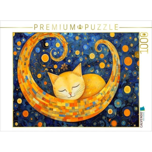 CALVENDO Puzzle Katze im Stil von Gustav Klimt | 1000 Teile Lege-Größe 64x48cm Foto-Puzzle für glückliche Stunden