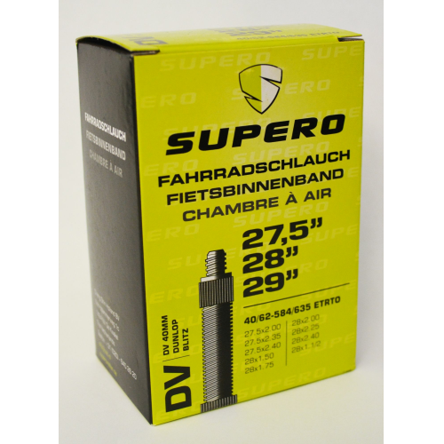 Supero Fahrradschlauch 27,5&quot; 28&quot; 29&quot; Blitz 40/62-584/635 schwarz