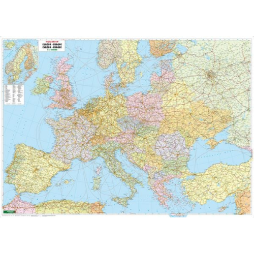 Europa politisch, Straßenkarte 1:3.500.000, Poster, freytag & berndt