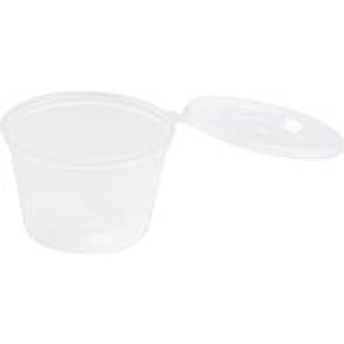 Dressingbecher Saucenbecher mit anhängendem Deckel  120ml, transparent, aus PP, 50 Stk.