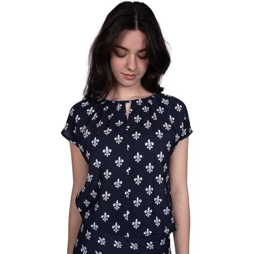 einfach Schön Bluse Lilian V-Cut dunkelblau