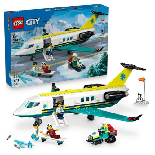 LEGO City Notfallrettungsflugzeug, Set mit Flieger und Schneemobil 60465