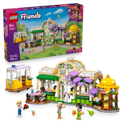 LEGO Friends Pflanzencafé und Blumenkiosk Set mit 4 Mini-Puppen - 42671