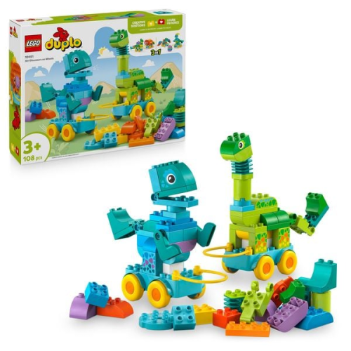 LEGO® Duplo®® Town Dinos auf Rädern 3-in-1-Set (10451); Lernspielzeug für Kleinkinder mit 6 Figuren