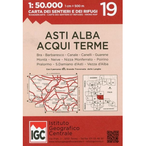 Wanderkarte 19 Asti Alba Acqui Terme 1:50 000