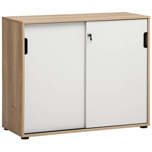 MÖBELPARTNER Schiebetürenschrank Emmik, 702043 weiß, weiß-eiche 1 Fachboden 100,1 x 41,0 x 83,6 cm