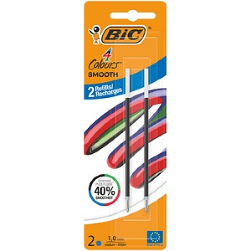 BIC 4 Colours Smooth Kugelschreibermine M blau, 2 St.