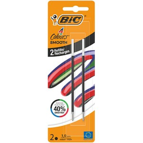 BIC 4 Colours Smooth Kugelschreibermine M schwarz, 2 St.