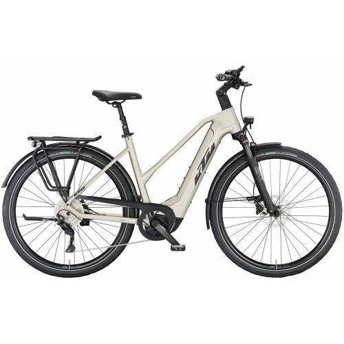 KTM MACINA STYLE 740 (750 Wh), 10 Gang Kettenschaltung, Damenfahrrad, Trapez, Modell 2024, 28 Zoll 51 cm champagne matt (black+orange)