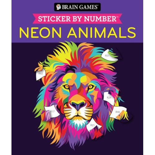 Publications International Ltd Brain Games New Seasons - Brain Games - Sticker by Number: Neon Animals (28 Images to Sticker)
