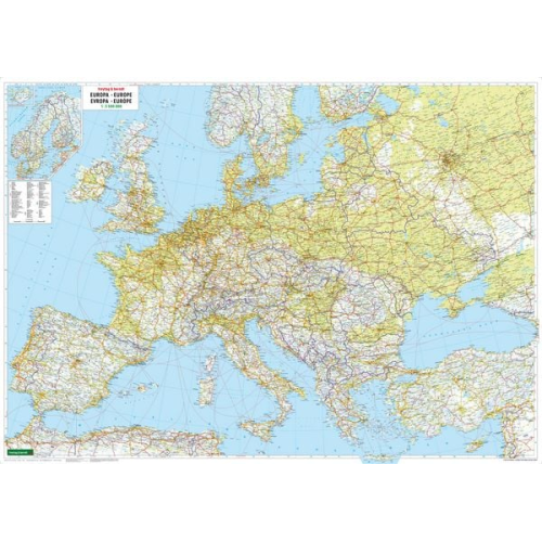 Europa physisch, Straßenkarte 1:3.500.000, Poster, freytag & berndt