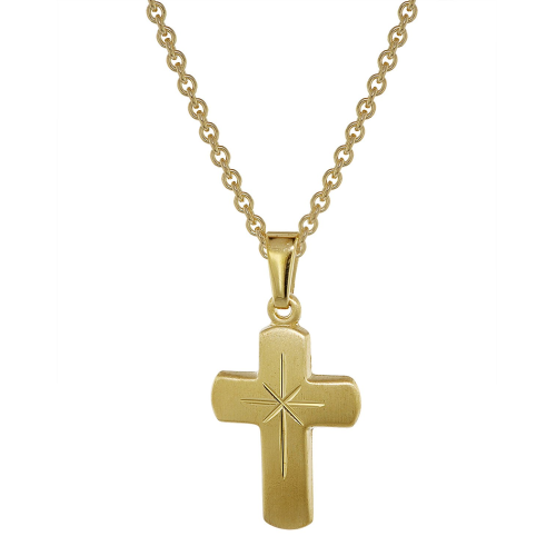 trendor 48610 Kreuz für Kinder Gold 333 mit goldplattierter Silberkette