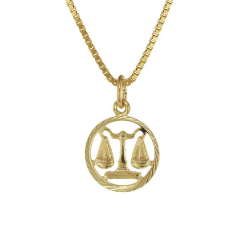 trendor 75990-10 Kinder Sternzeichen Waage 333 Gold + goldplattierte Kette