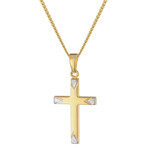 trendor 28388 Kreuz-Anhänger Gold 333/8K 21 mm an goldplattierter Silberkette