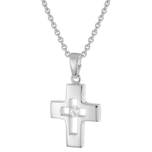 trendor 28404 Kinder-Halskette Mit Kreuz 925 Silber Rhodiniert