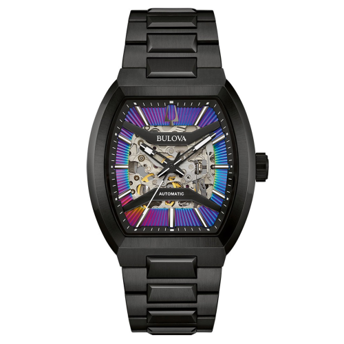 Bulova 98A320 Herrenuhr Automatik Maquina Schwarz/Regenbogen