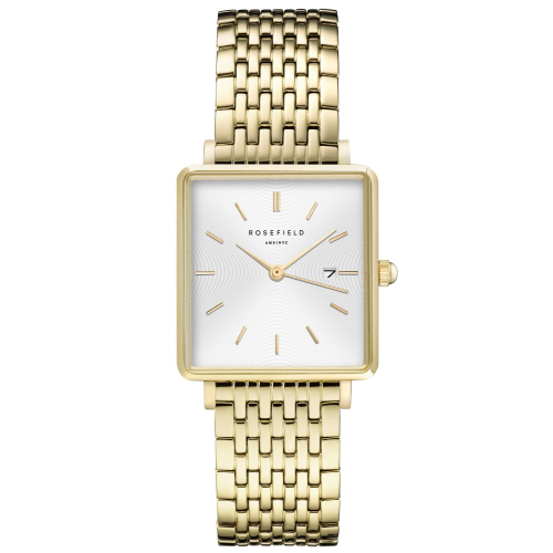 Rosefield QWSG-Q09 Damen-Quarzuhr Rechteckig Goldfarben