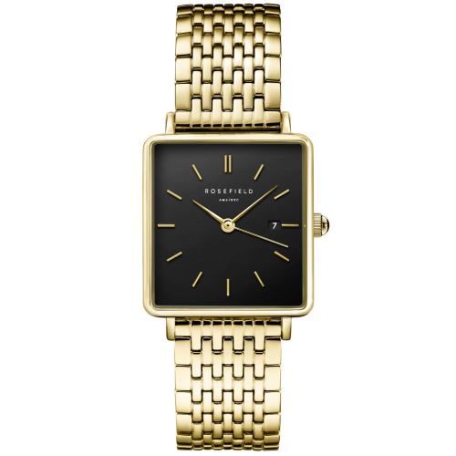 Rosefield QBSG-Q017 Damenuhr Rechteckig Goldfarben/Schwarz