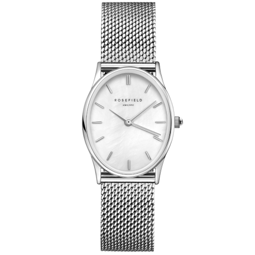 Rosefield OWSMS-OV11 Damen-Armbanduhr Oval Silberfarben/Perlmutt