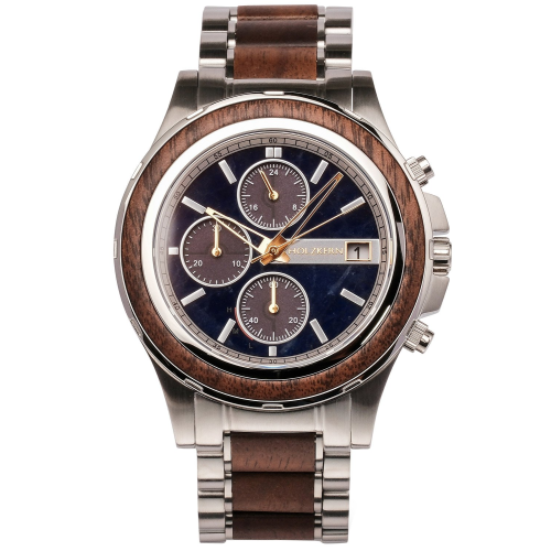 Holzkern Herren-Chronograph Solar Koh Mak Walnuss/Marmor