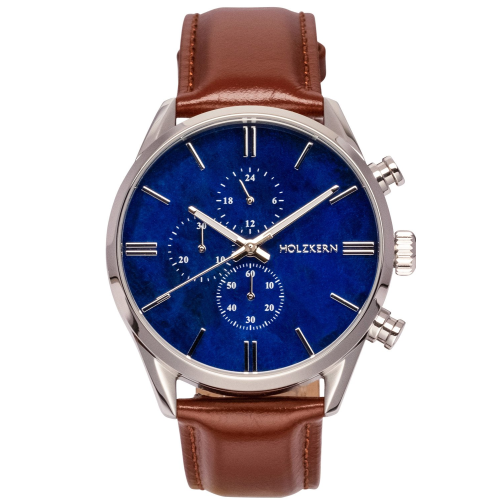 Holzkern Herrenuhr Chronograph Naturalist Marmor/Silberfarben