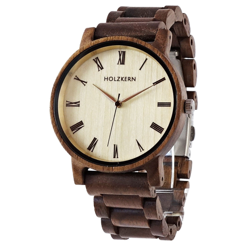 Holzkern Armbanduhr Quarz Herbstdämmerung Walnuss/Ahorn