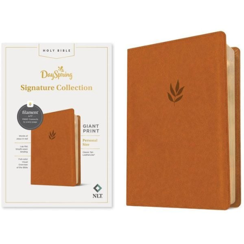 NLT Personal Size Giant Print Bible, Filament-Enabled Edition (Leatherlike, Classic Tan, Red Letter)