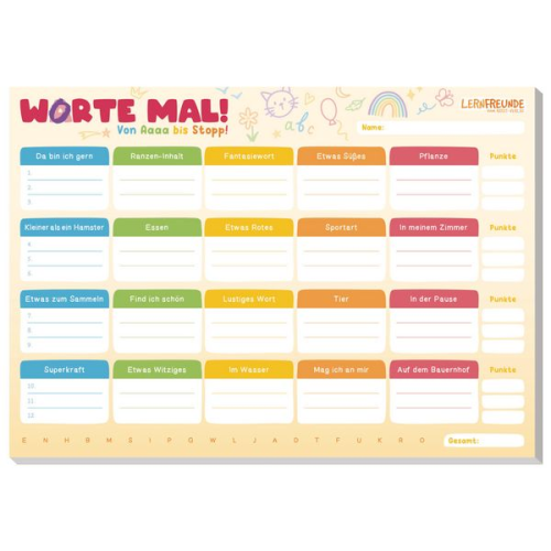 Spiele-Block Worte mal - Von Aaa bis Stopp A4