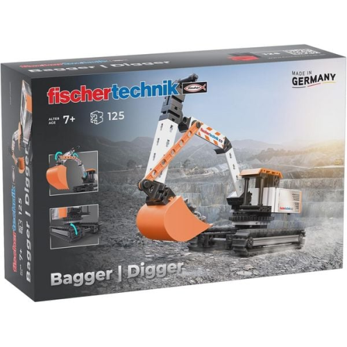 Fischertechnik 576104 - Bagger Digger, 125 Bauteile, Konstruktionsspielzeug ab 7 Jahren