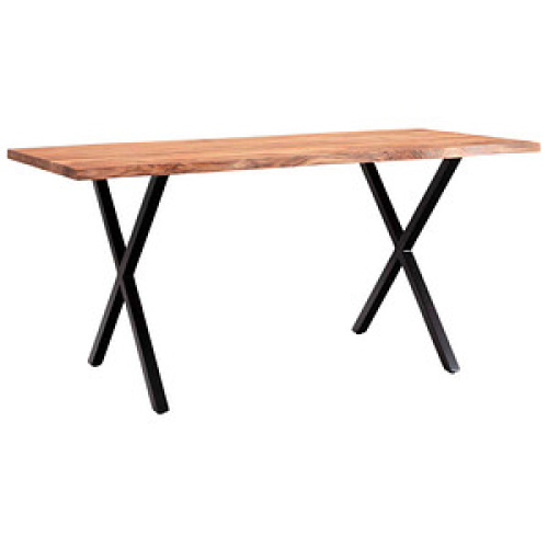 WOHNLING Esstisch akazie rechteckig, X-Fuß-Gestell schwarz, 160,0 x 80,0 x 76,0 cm