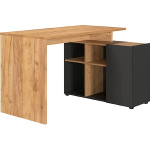 GERMANIA Adrano Schreibtisch grafit, navarra-eiche rechteckig, Wangen-Gestell grau 120,0 x 90,0 cm