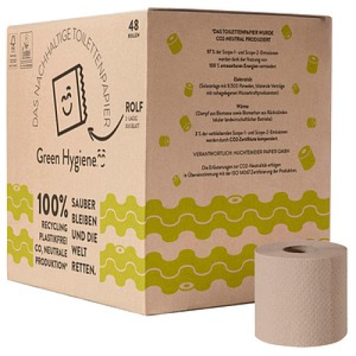 Green Hygiene® Toilettenpapier ROLF 2-lagig Recyclingpapier, 48 Rollen