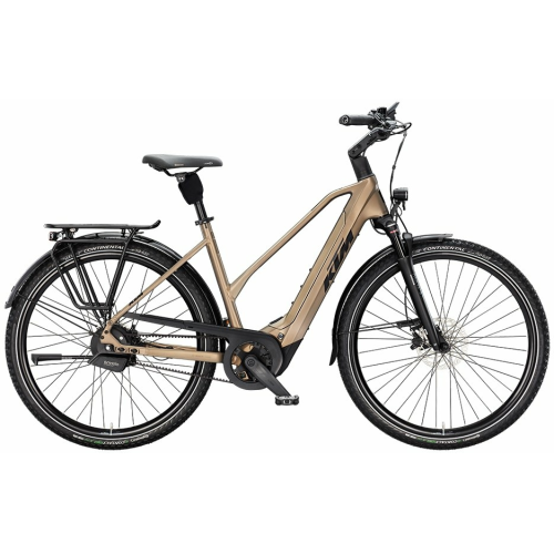 KTM MACINA CITY 810 Belt, stufenlose Nabenschaltung, Damenfahrrad, Trapez, Modell 2025, 28 Zoll 56 cm olive pearl matt (black+orange)