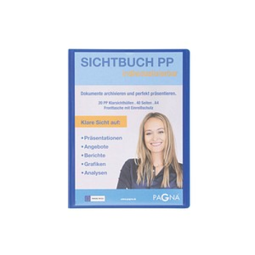 PAGNA Office Sichtbuch DIN A4, 20 Hüllen blau