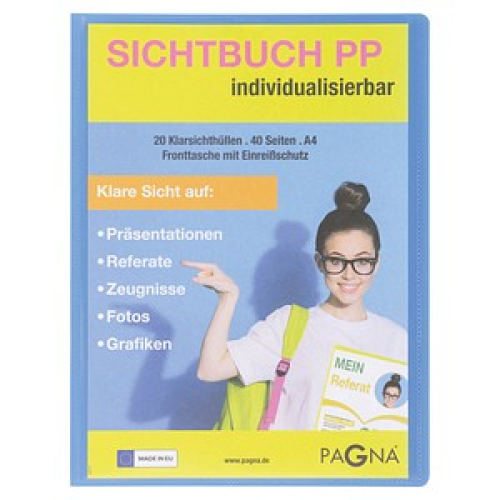 PAGNA School Sichtbuch DIN A4, 20 Hüllen hellblau